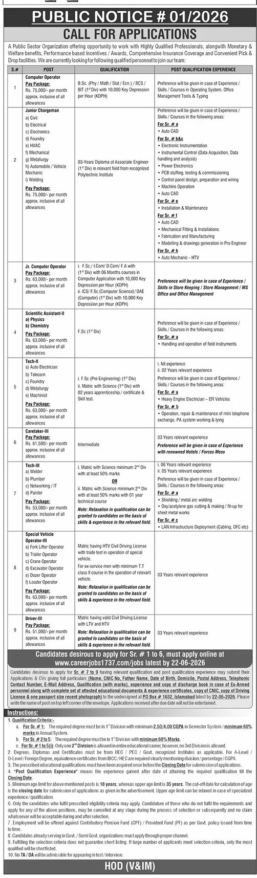 Official Department — Public Sector Organization Jobs 2026 Pakistan 2026