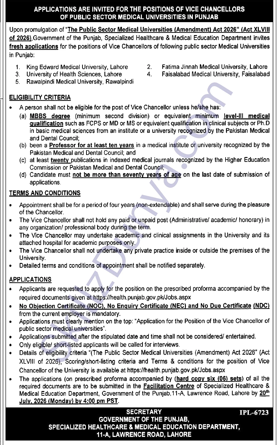 Public Sector Medical Universities In Punjab — Public Sector Organization Lahore Jobs 2026 Pakistan 2026