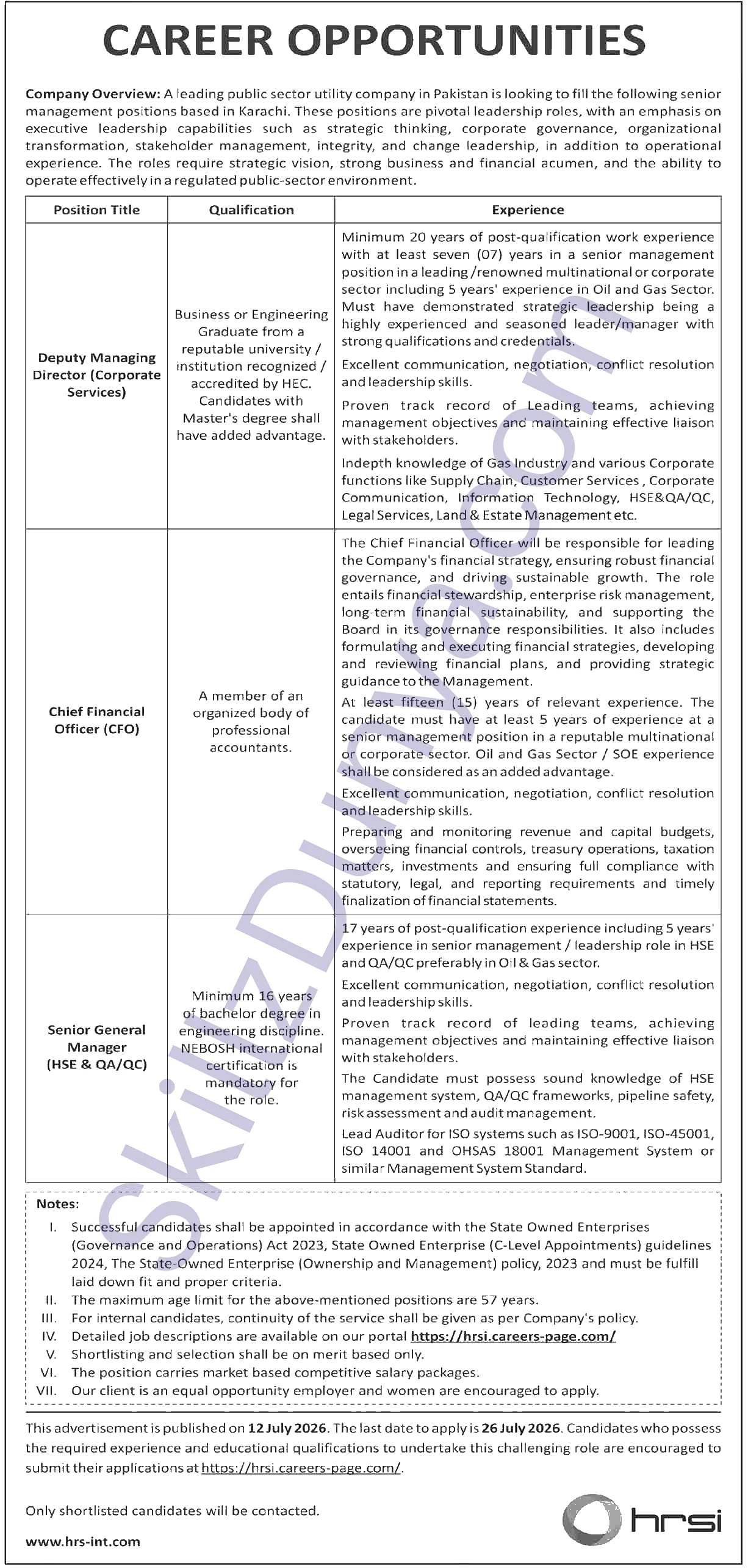 Leading Public Sector Utility Company — Public Sector Organization Leading Jobs 2026 Pakistan