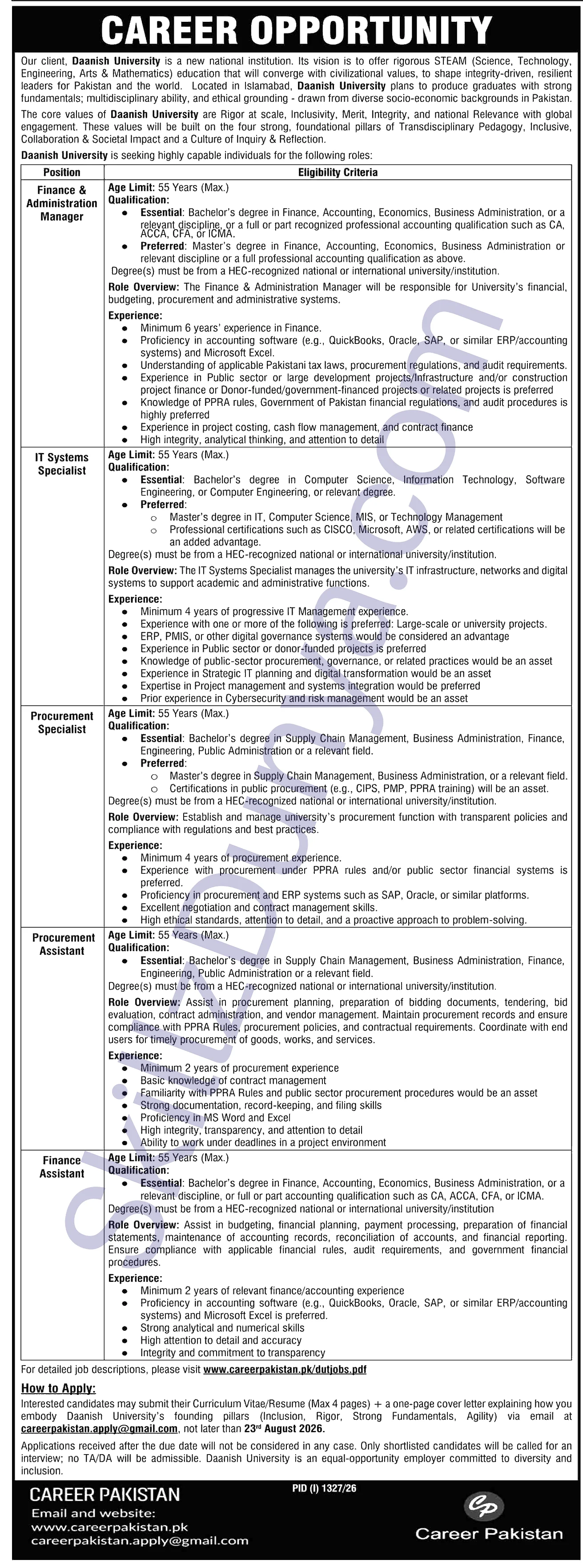 Punjab Daanish School Jobs 2026 — Assistants, Data Entry Operators, MoFE — Official Newspaper Advertisement | SkillzDunya