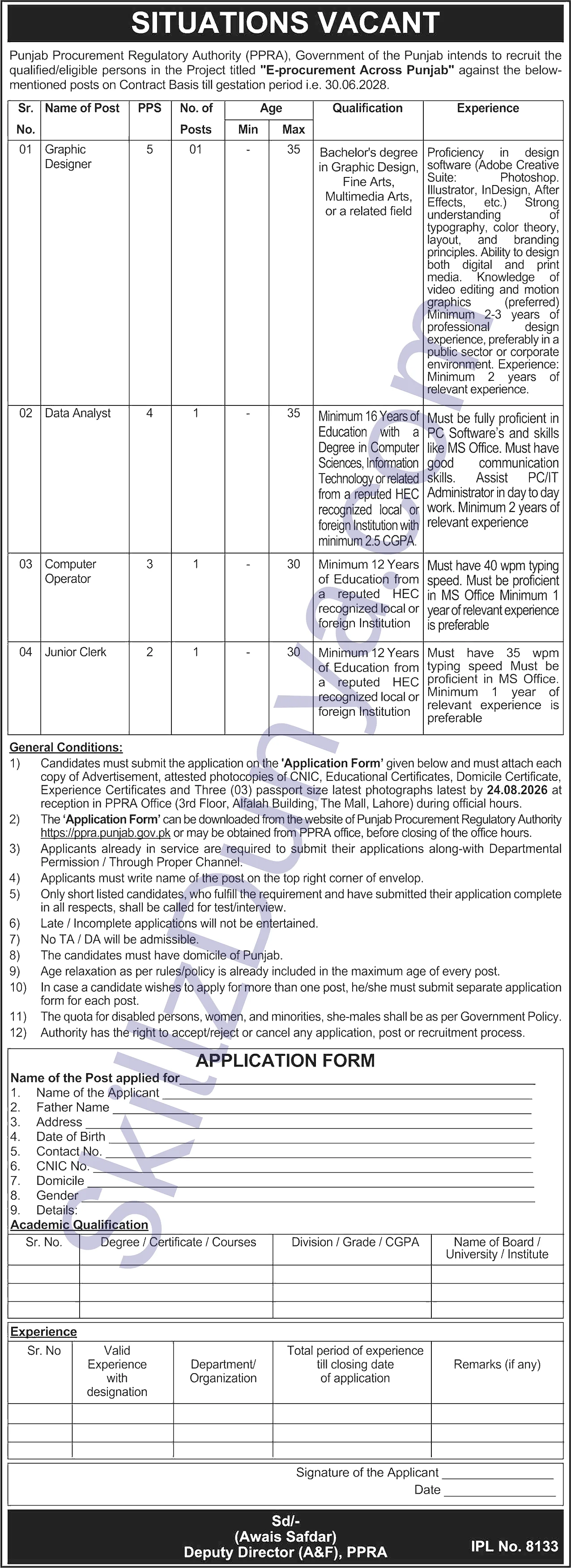 Punjab Enforcement and Regulatory Authority Jobs 2026 — Computer Operator, Junior Clerk & 2 More Posts — Official Newspaper Advertisement | SkillzDunya