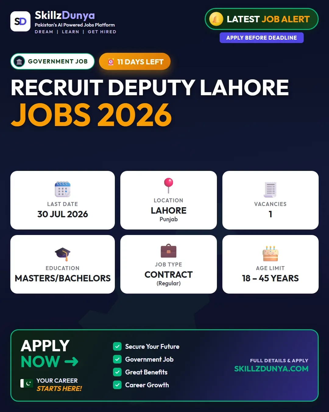 Recruit Deputy Lahore Jobs 2026 — Official Newspaper Advertisement | SkillzDunya