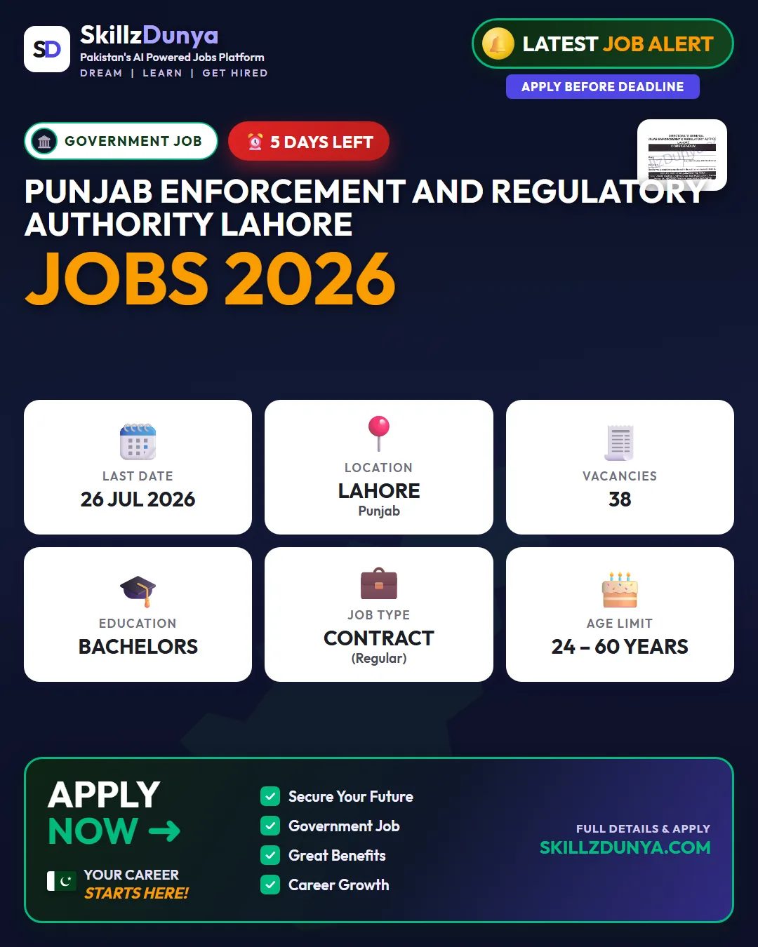 Punjab Govt Lahore Jobs 2026 — Official Newspaper Advertisement | SkillzDunya