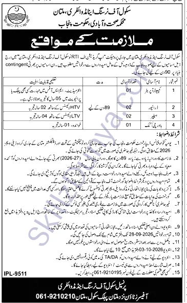 School of Nursing and Midwifery Multan Jobs 2026 — Drivers, Helpers & 2 More Posts — Official Newspaper Advertisement | SkillzDunya
