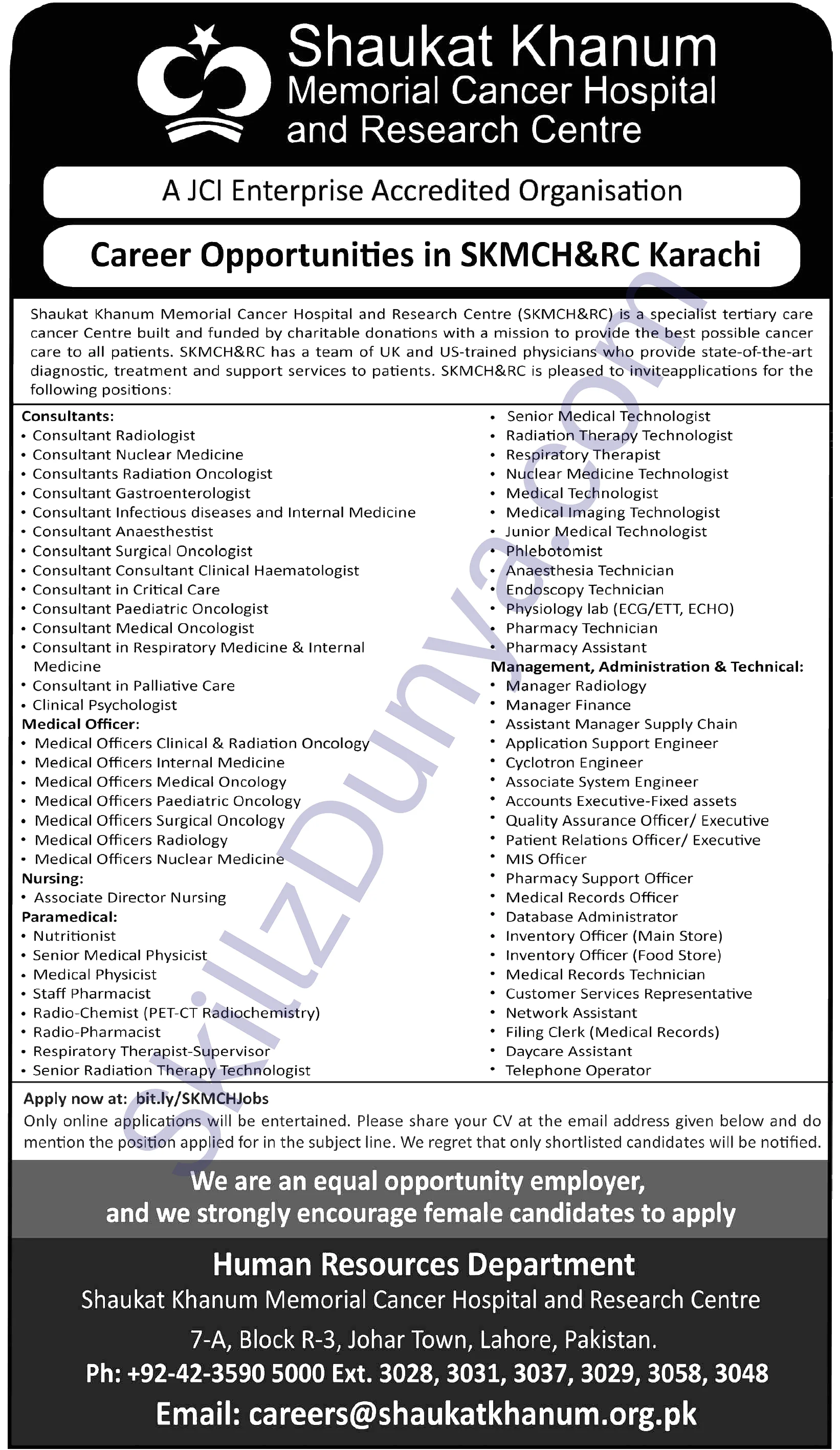Shaukat Khanum Hospital Karachi — Shaukat Khanum Hospital Jobs 2026 Pakistan