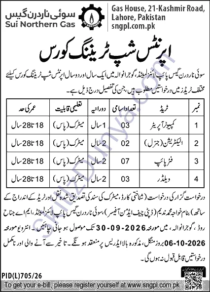 Sui Northern Gas Pipelines Limited (SNGPL) Jobs 2026 — Computer Operators, Electricians & 2 More Posts — Official Newspaper Advertisement | SkillzDunya