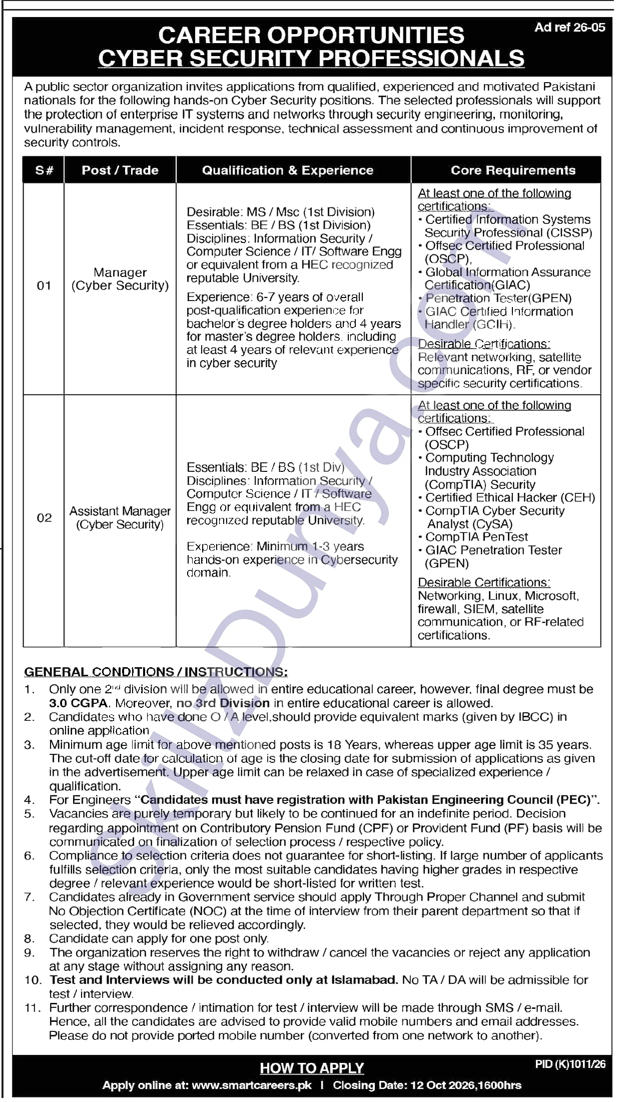 SUPARCO — SUPARCO Islamabad Jobs 2026 — Manager (Cyber Security), Assistant Manager (Cyber Security) Pakistan
