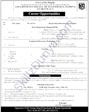 TEVTA — TEVTA Jobs 2026 — Visiting Faculty Pakistan