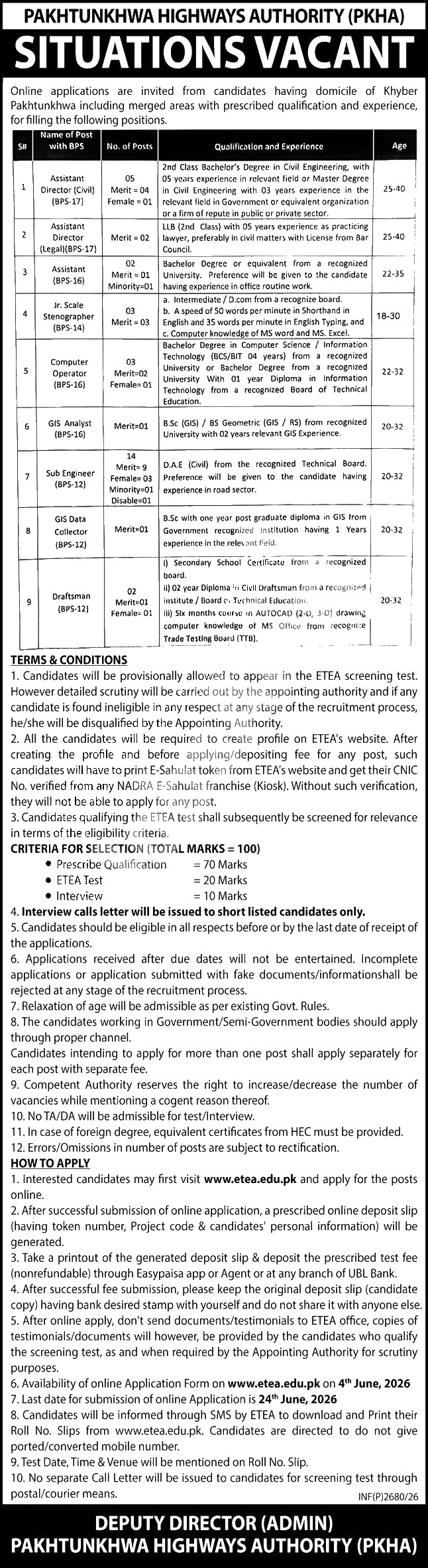Official Department — Today Government Jobs PKHA Jobs 2026 Pakistan 2026