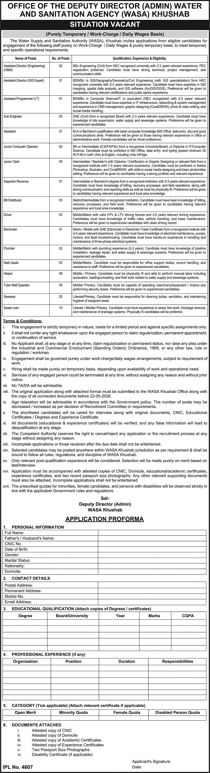 Official Department — Water & Sanitation Agency Khushab Jobs 2026 Pakistan 2026
