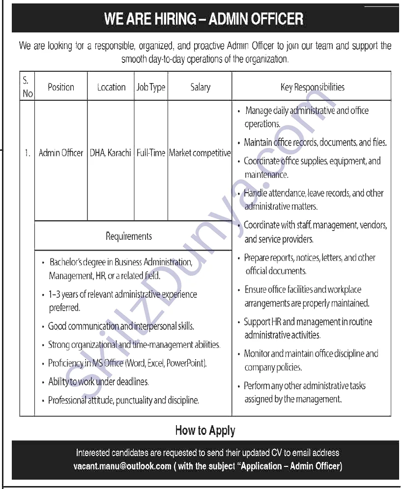 Well Reputed Humanitarian Organization — Well Reputed Humanitarian Organization Karachi Jobs 2026 — Admin Officer Karachi Pakistan